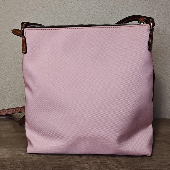 Dooney & Bourke Crossbody Bag Womens Pink Canvas Nylon Leather Trim Purse Zip - Picture 5 of 16